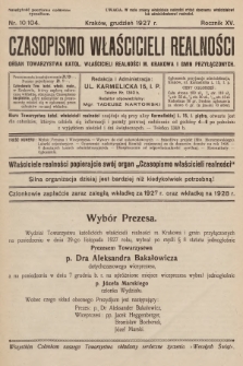 Czasopismo Właścicieli Realności. 1927, nr 10