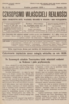 Czasopismo Właścicieli Realności. 1928, nr 6