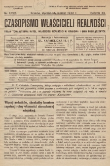 Czasopismo Właścicieli Realności. 1932, nr 1