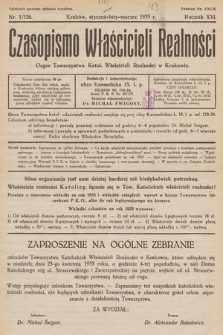 Czasopismo Właścicieli Realności. 1933, nr 1