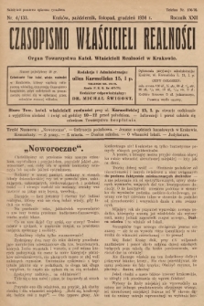 Czasopismo Właścicieli Realności. 1934, nr 4