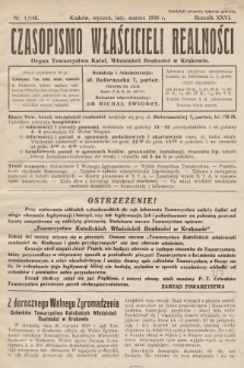 Czasopismo Właścicieli Realności.1938, nr 1