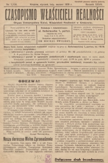 Czasopismo Właścicieli Realności. 1939, nr 1