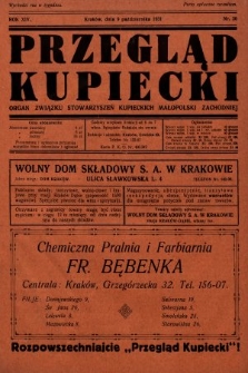 Przegląd Kupiecki : organ Związku Stowarzyszeń Kupieckich Małopolski Zachodniej. 1931, nr 30