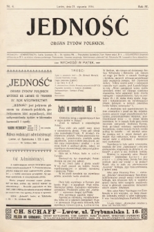 Jedność : organ żydów polskich. 1910, nr 4
