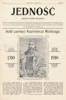 Jedność : organ żydów polskich. 1910, nr 19