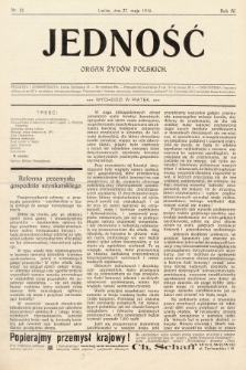 Jedność : organ żydów polskich. 1910, nr 21