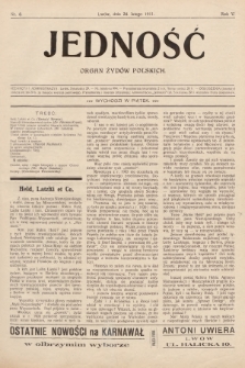 Jedność : organ żydów polskich. 1911, nr 8