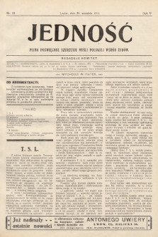 Jedność : pismo poświęcone szerzeniu myśli polskiej wśród Żydów. 1911, nr 33