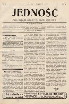 Jedność : pismo poświęcone szerzeniu myśli polskiej wśród Żydów. 1911, nr 40