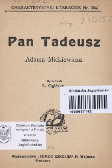 Pan Tadeusz Adama Mickiewicza