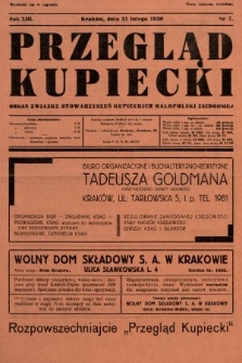 Przegląd Kupiecki : organ Związku Stowarzyszeń Kupieckich Małopolski Zachodniej. 1930, nr 7