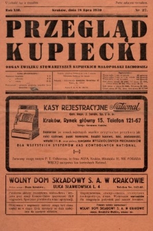 Przegląd Kupiecki : organ Związku Stowarzyszeń Kupieckich Małopolski Zachodniej. 1930, nr 27