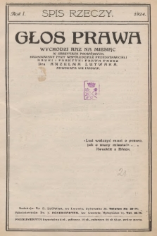 Głos Prawa : wychodzi dwa razy na miesiąc. 1924, spis rzeczy