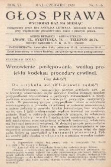 Głos Prawa : wychodzi raz na miesiąc. 1929, nr 5-6