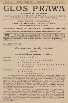 Głos Prawa : wychodzi raz na miesiąc. 1928, nr 9-12