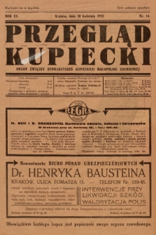 Przegląd Kupiecki : organ Związku Stowarzyszeń Kupieckich Małopolski Zachodniej. 1932, nr 14