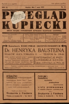 Przegląd Kupiecki : organ Związku Stowarzyszeń Kupieckich Małopolski Zachodniej. 1932, nr 15