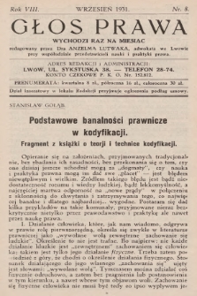 Głos Prawa : wychodzi raz na miesiąc. 1931, nr 8