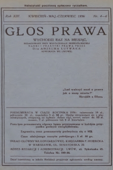 Głos Prawa : wychodzi raz na miesiąc. 1936, nr 4-6