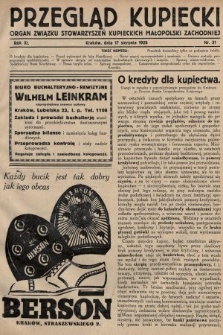 Przegląd Kupiecki : organ Związku Stowarzyszeń Kupieckich Małopolski Zachodniej. 1928, nr 31