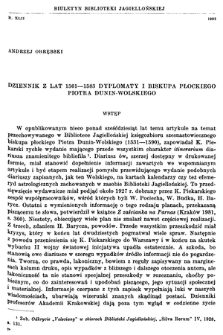 Dziennik z lat 1561-1583 dyplomaty i biskupa płockiego Piotra Dunin-Wolskiego