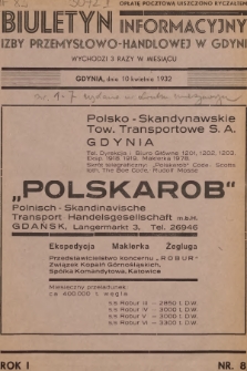 Biuletyn Informacyjny Izby Przemysłowo-Handlowej w Gdyni. 1932, nr 8