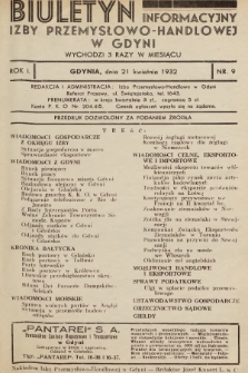 Biuletyn Informacyjny Izby Przemysłowo-Handlowej w Gdyni. 1932, nr 9