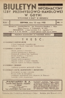 Biuletyn Informacyjny Izby Przemysłowo-Handlowej w Gdyni. 1932, nr 11