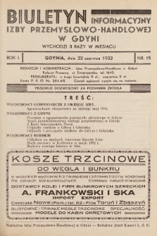 Biuletyn Informacyjny Izby Przemysłowo-Handlowej w Gdyni. 1932, nr 15