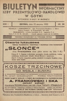 Biuletyn Informacyjny Izby Przemysłowo-Handlowej w Gdyni. 1932, nr 20