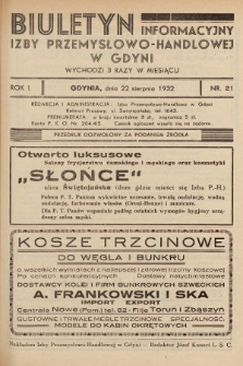 Biuletyn Informacyjny Izby Przemysłowo-Handlowej w Gdyni. 1932, nr 21