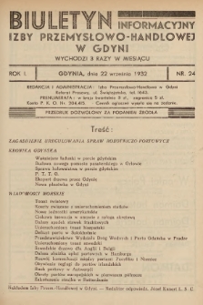 Biuletyn Informacyjny Izby Przemysłowo-Handlowej w Gdyni. 1932, nr 24