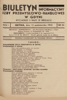 Biuletyn Informacyjny Izby Przemysłowo-Handlowej w Gdyni. 1932, nr 26