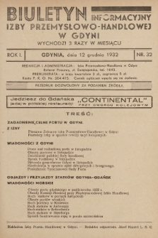 Biuletyn Informacyjny Izby Przemysłowo-Handlowej w Gdyni. 1932, nr 32