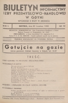 Biuletyn Informacyjny Izby Przemysłowo-Handlowej w Gdyni. 1933, nr 12