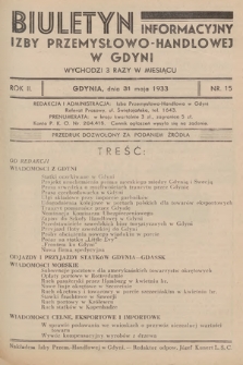 Biuletyn Informacyjny Izby Przemysłowo-Handlowej w Gdyni. 1933, nr 15