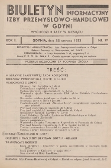 Biuletyn Informacyjny Izby Przemysłowo-Handlowej w Gdyni. 1933, nr 17