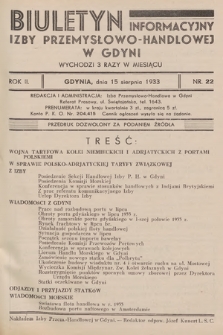 Biuletyn Informacyjny Izby Przemysłowo-Handlowej w Gdyni. 1933, nr 22