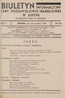 Biuletyn Informacyjny Izby Przemysłowo-Handlowej w Gdyni. 1933, nr 24