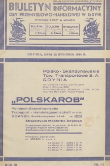 Biuletyn Informacyjny Izby Przemysłowo-Handlowej w Gdyni. 1934 [całość]