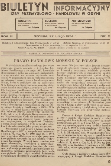 Biuletyn Informacyjny Izby Przemysłowo-Handlowej w Gdyni. 1934, nr 5