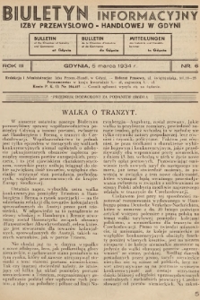 Biuletyn Informacyjny Izby Przemysłowo-Handlowej w Gdyni. 1934, nr 6