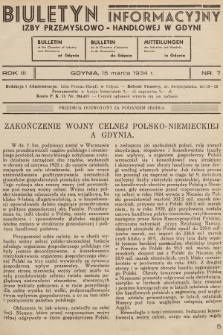 Biuletyn Informacyjny Izby Przemysłowo-Handlowej w Gdyni. 1934, nr 7
