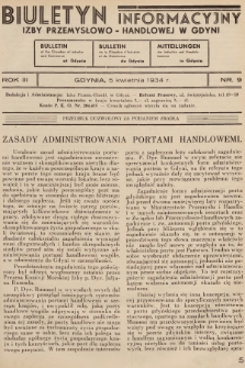 Biuletyn Informacyjny Izby Przemysłowo-Handlowej w Gdyni. 1934, nr 9