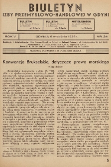 Biuletyn Izby Przemysłowo-Handlowej w Gdyni. 1936, nr 24