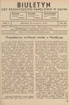 Biuletyn Izby Przemysłowo-Handlowej w Gdyni. 1936, nr 26