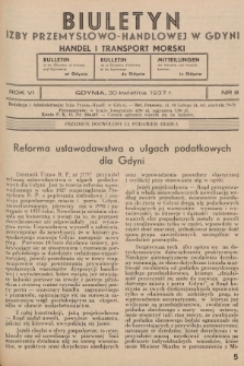 Biuletyn Izby Przemysłowo-Handlowej w Gdyni : handel i transport morski. 1937, nr 8