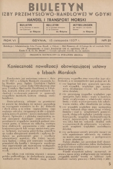 Biuletyn Izby Przemysłowo-Handlowej w Gdyni : handel i transport morski. 1937, nr 21