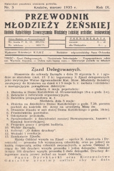 Przewodnik Młodzieży Żeńskiej : okólnik Katolickiego Stowarzyszenia Młodzieży Żeńskiej Archidiecezji Krakowskiej. 1935, nr 3